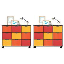 Kit 2 Nichos Organizadores com 9 Gavetas Preto/Colorido