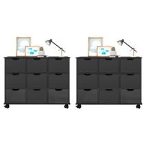 Kit 2 Nichos Organizadores com 9 Gavetas Preto/Preto