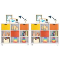 Kit 2 Nichos Organizadores Com Rodízios Toy 3 Gavetas Branco