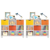 Kit 2 Nichos Organizadores com Rodízios Toys 3 Gavetas Branco/Colorido - Mpozenato Kit 2 Nichos Organizadores com Rodízios Toys 3 Gavetas Branco/Colorido - Mpozenato