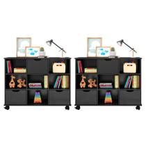 Kit 2 Nichos Organizadores com Rodízios Toys 3 Gavetas Preto - Mpozenato Kit 2 Nichos Organizadores com Rodízios Toys 3 Gavetas Preto - Mpozenato