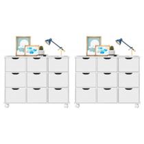 Kit 2 Nichos Organizadores com Rodízios Toys Q01 Branco Kit 2 Nichos Organizadores com Rodízios Toys Q01 Branco