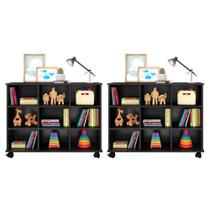 Kit 2 Nichos Organizadores Multifuncionais com Rodízios Toys Preto - Mpozenato Kit 2 Nichos Organizadores Multifuncionais com Rodízios Toys Preto - Mpozenato