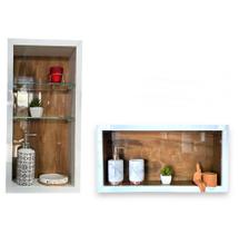 Kit 2 Nichos Para Banheiro - Vertical e Horizontal - de Porcelanato Borda de Aluminio Kit 2 Nichos Para Banheiro - Vertical e Horizontal - de Porcelanato Borda de Aluminio