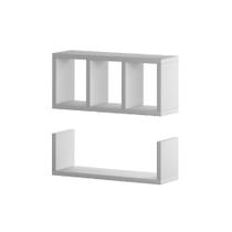 Kit 2 Nichos Suspenso Banheiro Lavabo Porta Papel Higiênico Branco MDF