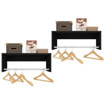 Kit 2 Nichos Suspenso Dakar Com Cabideiro Preto - Drossi