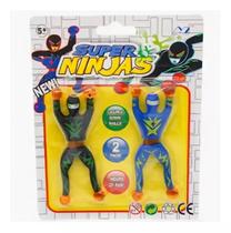 Kit 2 Ninjas Brinquedo Infantil Bonecos Ninja Gruda em Paredes e Desce Lembrancinha para Festa