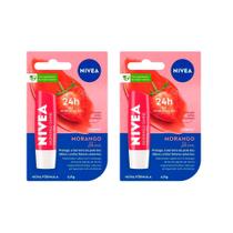 Kit 2 Nivea Hidratante Labial Morango Shine 4,8 g Cada