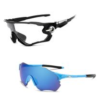 Kit 2 Óculos Ciclismo Espelhado UV400 + Lentes Transparentes
