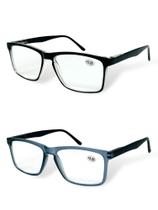Kit 2 Óculos De Leitura Com Grau e Sem Grau Quadrado 1.00 Até 4.00 Perto Descanso 2023164
