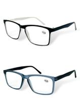 Kit 2 Óculos De Leitura Com Grau e Sem Grau Quadrado 1.00 Até 4.00 Perto Descanso 2023164