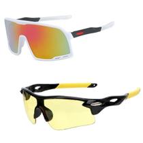 Kit 2 Óculos de Sol Esportivo Ciclismo Uv + Lentes Noturnas