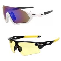 Kit 2 Óculos de Sol Esportivo Ciclismo Uv400 + Visão Noturna