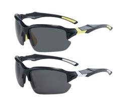 Kit 2 Óculos De Sol Esportivo Polarizado Masculino Branco e Amarelo Com Proteção 400UV