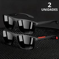 Kit 2 Óculos De Sol MASCULINO Preto + Vermelho POLARIZADO Espelhado Com Proteção UV400