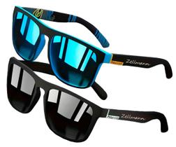 Kit 2 Óculos de Sol POLARIZADO Masculino Quadrado Moderno com PROTEÇÃO UV400 ZELLMANN