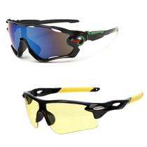 Kit 2 Óculos Esportivo Espelhado + Noturno Lentes Amarelas