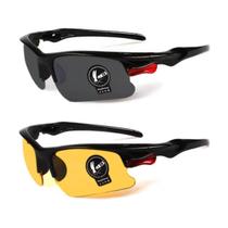 Kit 2 Óculos Esportivo Lente Amarelo Dirigir A Noite + Solar Escuro Proteção Uv400 - Óculos20v