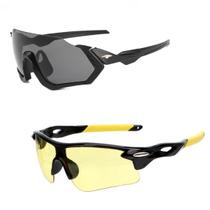Kit 2 Óculos Esportivo Preto Ciclismo + Lente Visão Noturna
