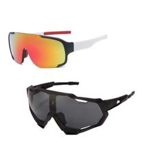 Kit 2 Óculos Sol Preto UV MTB + Espelhado Corrida Ciclismo