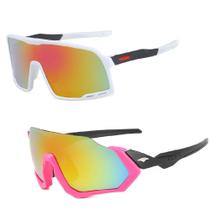 Kit 2 Óculos Sol Unissex Ciclismo MTB + Beach Sports UV400
