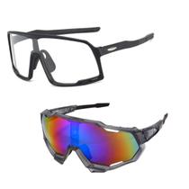 Kit 2 Óculos Unissex Espelhado + Transparente Uv400 Ciclismo