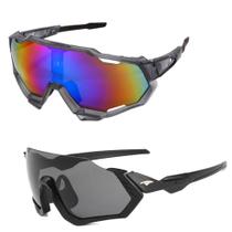 Kit 2 Óculos Unissex Preto + Espelhado UV Ciclismo e Corrida
