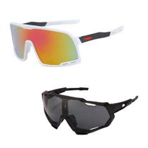Kit 2 Óculos UV400 Sol Lente Escura + Espelhado Ciclismo Mtb Kit 2 Óculos UV400 Sol Lente Escura + Espelhado Ciclismo Mtb