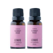 Kit 2 Óleo Concentrado Aromatizante Sunset Rose Floral Frutado Pêra Lenvie 20ml