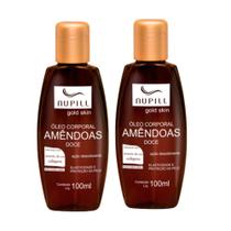 Kit 2 Óleo Corporal de Amêndoas Doce Nupill Gold Skin Semente de Uva e Colágeno 100ml