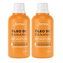 Kit 2 Óleo de Banana Farmax 100ml Diluente de Esmaltes e Auxiliar na Remoção de Cutículas Kit 2 Óleo de Banana Farmax 100ml Diluente de Esmaltes e Auxiliar na Remoção de Cutículas