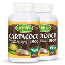 Kit 2 Óleo de Cártamo e Coco Cartacoco 1200mg Unilife 120 cápsulas
