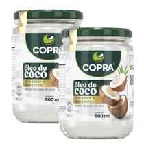 KIT 2 Óleo de Coco Culinário Sem Sabor/Cheiro Pote de Vidro 500ml Copra
