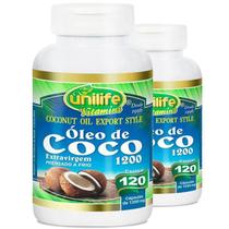 Kit 2 Óleo De Coco Extra Virgem 120 Cápsulas Unilife