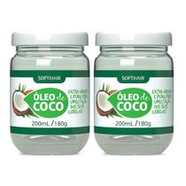 Kit 2 Óleo de Côco Extra Virgem para Cabelo e Pele Rosto Tratamento Capilar Umectação 180g Soft Hair Kit 2 Óleo de Côco Extra Virgem para Cabelo e Pele Rosto Tratamento Capilar Umectação 180g Soft Hair