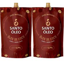 Kit 2 oleo de coco extravirgem de pelicula 1l - santo oleo