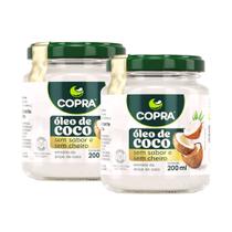 KIT 2 Óleo de Coco Pote de Vidro 200ml Sem Cheiro/Sabor Copra