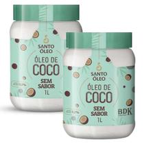 Kit 2 Óleo de Coco Sem Sabor Santo Óleo 1L Pote Econômico Ideal para Receitas e Frituras