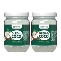 Kit 2 Óleo de Côco Virgem para Cabelo e Pele Rosto Tratamento Capilar Umectação 180g Soft Hair Kit 2 Óleo de Côco Virgem para Cabelo e Pele Rosto Tratamento Capilar Umectação 180g Soft Hair