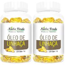 Kit 2 Óleo de Linhaça Dourada 1000mg 240 Cápsulas - Ninho Verde Kit 2 Óleo de Linhaça Dourada 1000mg 240 Cápsulas - Ninho Verde