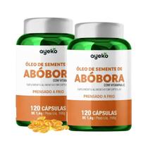 KIT 2 Óleo de Semente de Abóbora com Vitamina E Prensado a Frio 120 caps Ayeko