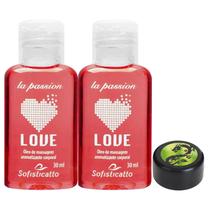 Kit 2 Óleo para Massagem Love Hot Morango + Pomada do Dragão Vibrante