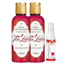 Kit 2 Óleo Para Massagem Tia Leilah + 1 Desodorante Íntimo Intimament Mulher Morango