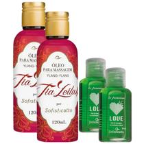 Kit 2 Óleo Para Massagem Tia Leilah + 2 Óleo para Massagem Love Menta