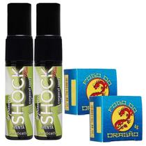 Kit 2 Óleo Spray Shock Plus Menta + 2 Pomada Fogo do Dragão Ginseng (azul) Kit 2 Óleo Spray Shock Plus Menta + 2 Pomada Fogo do Dragão Ginseng (azul)