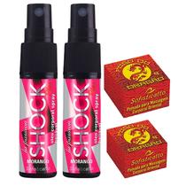 Kit 2 Óleo Spray Shock Plus Morango + 2 Pomada Fogo do Dragão Original (Vermelho)