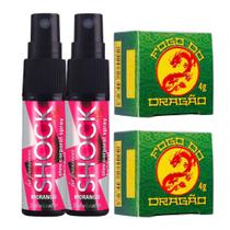 Kit 2 Óleo Spray Shock Plus Morango + 2 Pomada Fogo do Dragão Vibrante (verde) Kit 2 Óleo Spray Shock Plus Morango + 2 Pomada Fogo do Dragão Vibrante (verde)