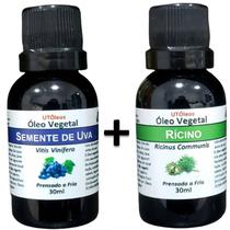 Kit 2 Óleo Vegetal De Rícino E Semente de Uva 100% PURO