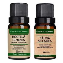 Kit 2 Óleos Essenciais 20Ml - Hortelã Pimenta + Sálvia Puro