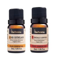 Kit 2 Óleos Essenciais De Anis Estrelado e Sândalo Amyris - 10ml - Via Aroma